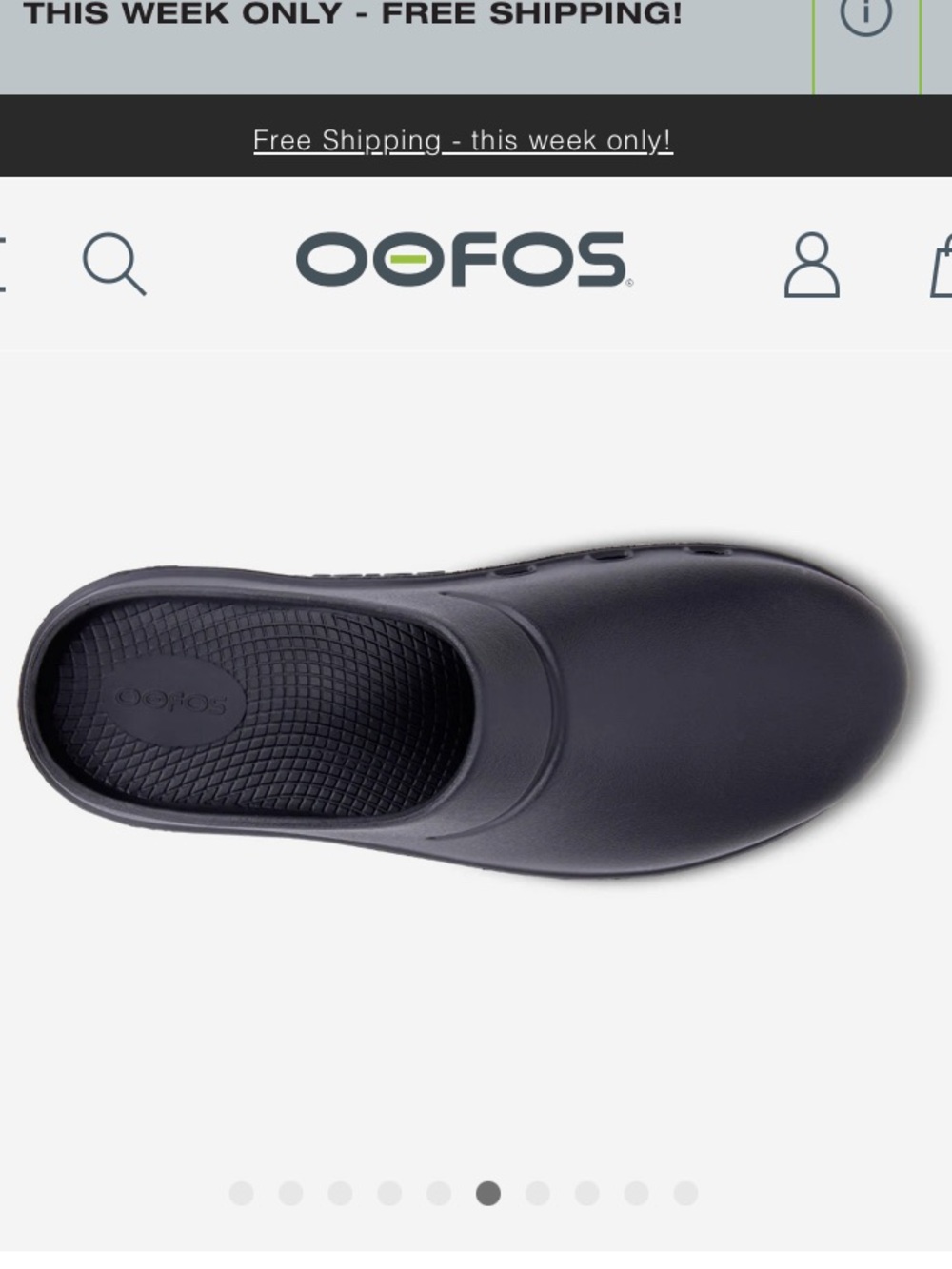 Runs  6.5 OOFOS OOCloog Women's Clog Slip-On in Black - Picture 5 of 6